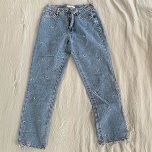 Embroidered mom jeans